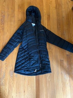 Columbia Women's Black Hooded Long Puffer Coat